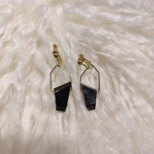 Ear Clips with Golden Hoops and Black Stones